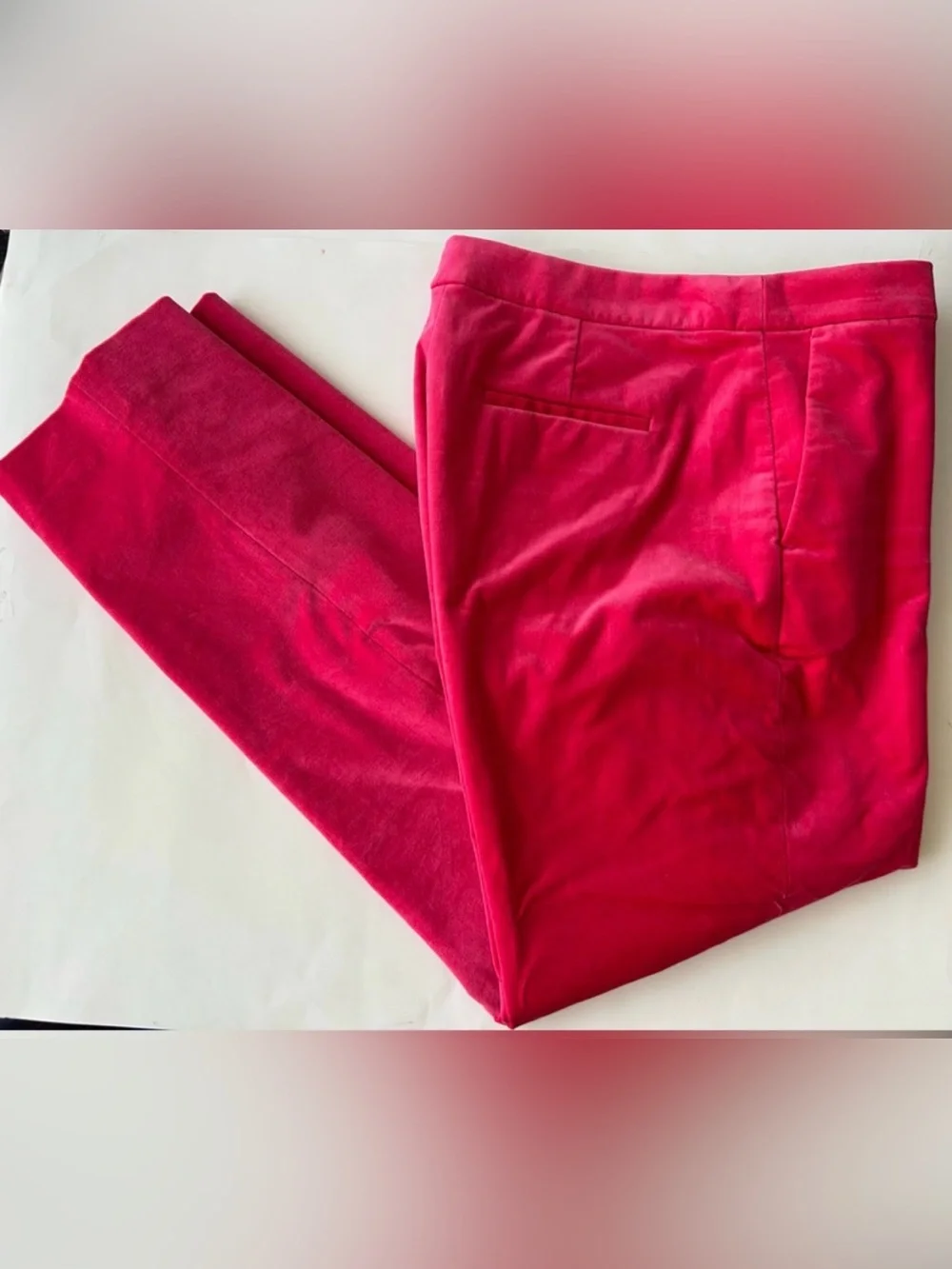 J.Crew Collection Tipped Stretch Velvet Pant Suit in vibrant Dragonfruit Pink